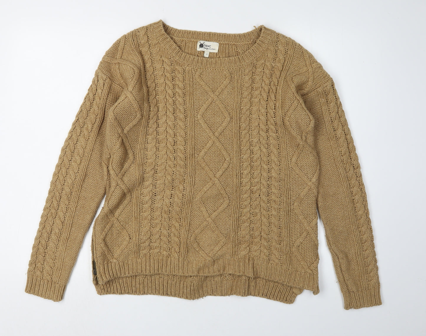 Next Women's Beige Cable-Knit Pullover Jumper Size 12