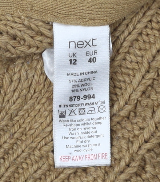 Next Women's Beige Cable-Knit Pullover Jumper Size 12
