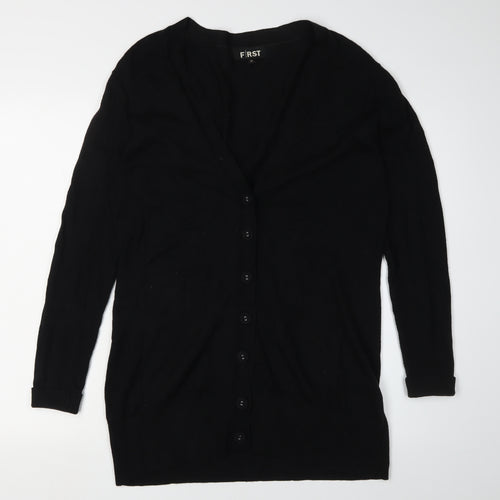 First Avenue Women's Black Cardigan M V-Neck Long Sleeve