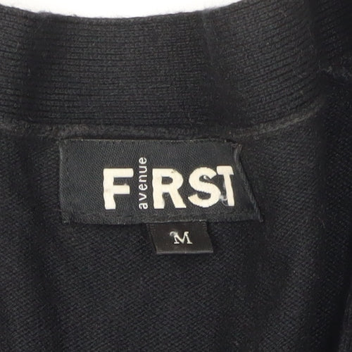 First Avenue Women's Black Cardigan M V-Neck Long Sleeve