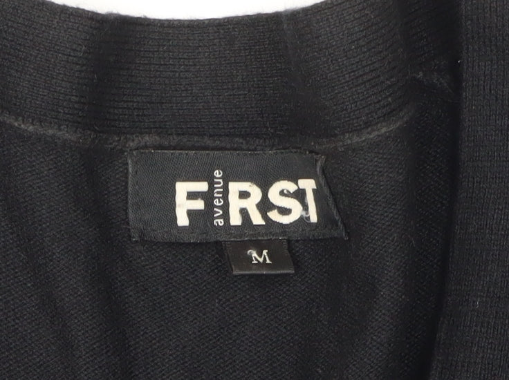 First Avenue Women's Black Cardigan M V-Neck Long Sleeve
