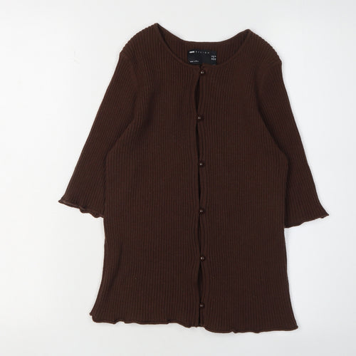 ASOS Women's Brown Cardigan Size 12 3/4 Sleeve Chunky-Knit