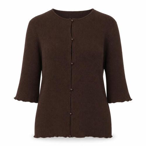 ASOS Women's Brown Cardigan Size 12 3/4 Sleeve Chunky-Knit