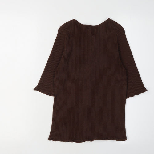 ASOS Women's Brown Cardigan Size 12 3/4 Sleeve Chunky-Knit