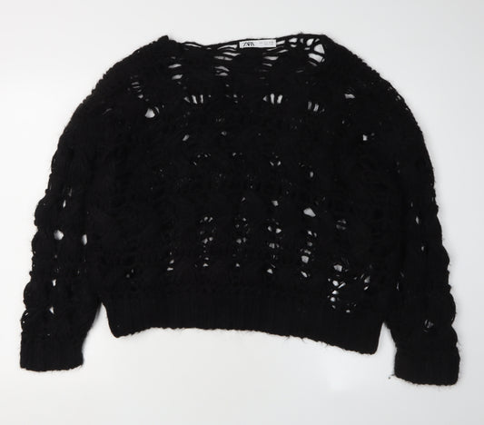 Zara Women's Black S Open-Knit Jumper