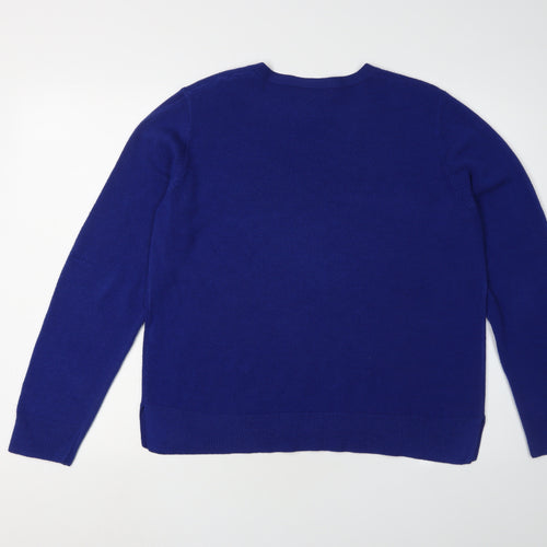 Marks and Spencer Women's Blue V-Neck Pullover Jumper