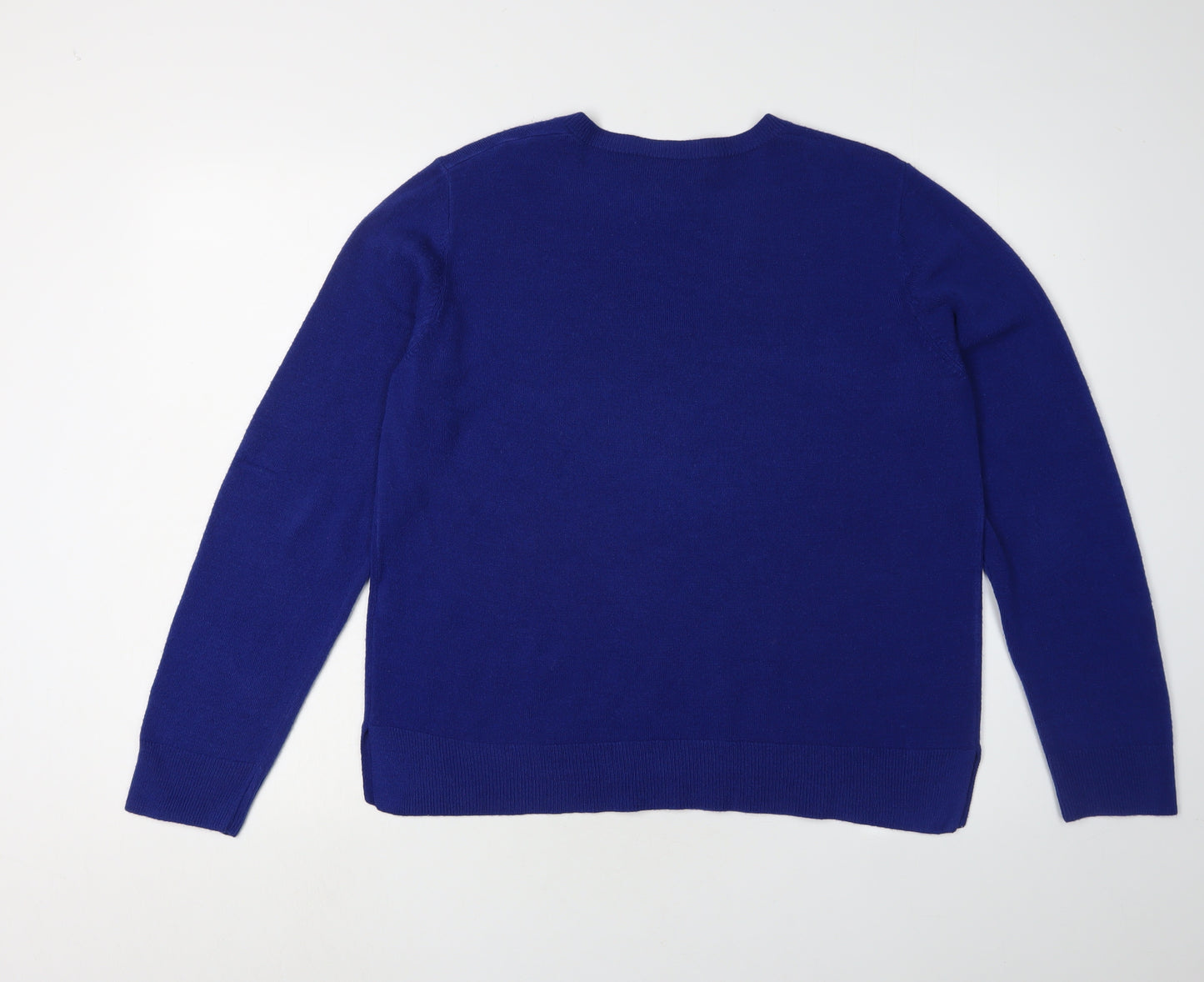 Marks and Spencer Women's Blue V-Neck Pullover Jumper