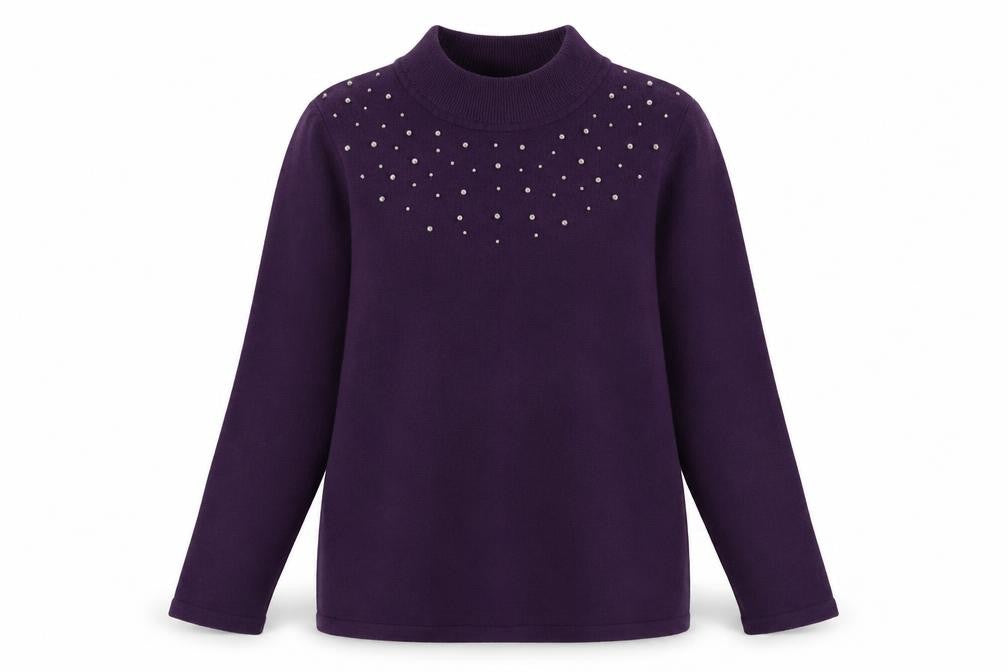 Front view of Damart Women's Purple High Neck jumper L