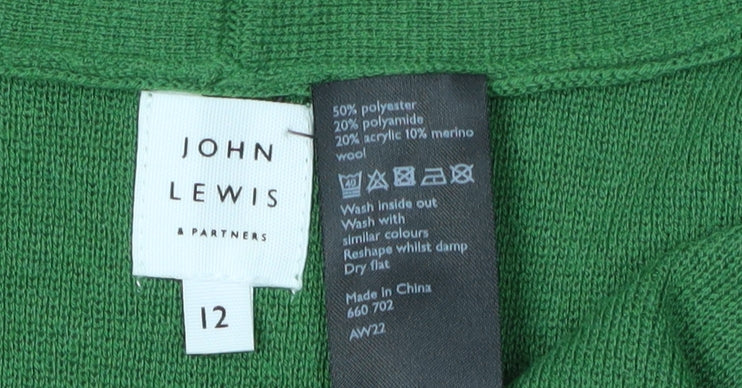 John Lewis Women's Green Long Sleeve Cardigan Size 12