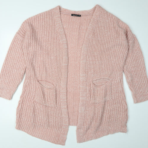 Boohoo Women's Pink Cardigan Knit Jumper M