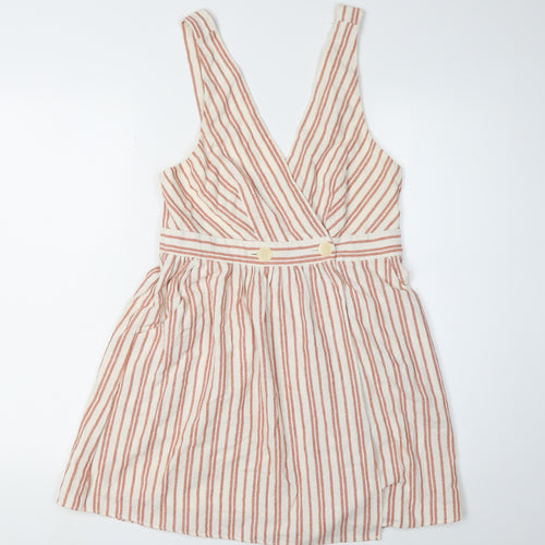 Zara Women's Multicoloured Striped Pinafore Dress Size 10