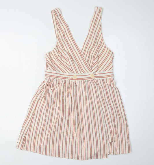 Zara Women's Multicoloured Striped Pinafore Dress Size 10