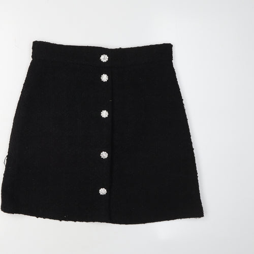 H&M Women's Black Buttoned Pencil Skirt Size 10