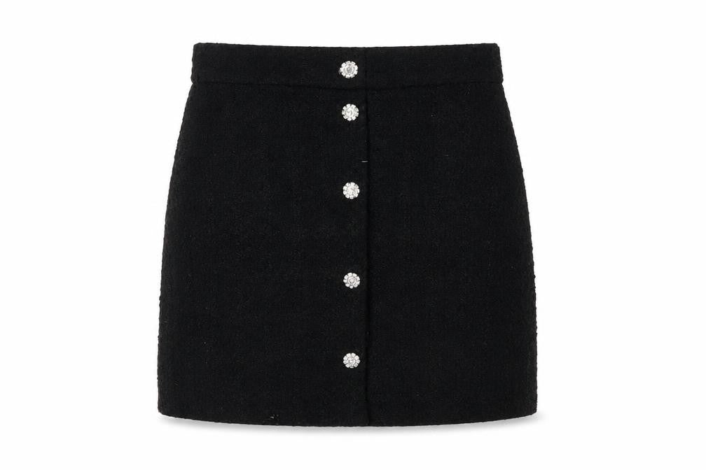 Front view of H&M Women's Black Buttoned Pencil Skirt, size 10