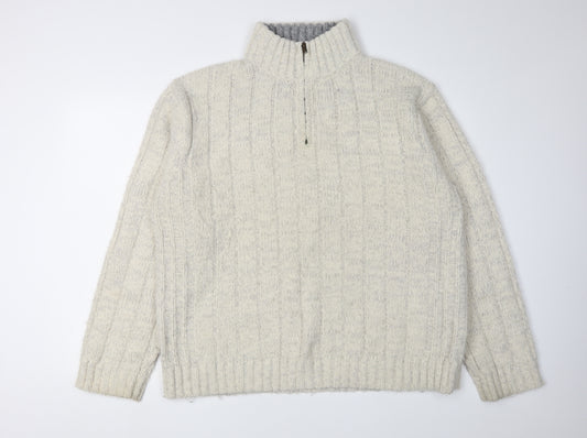 Marks and Spencer Men's Ivory High Neck Jumper Pullover