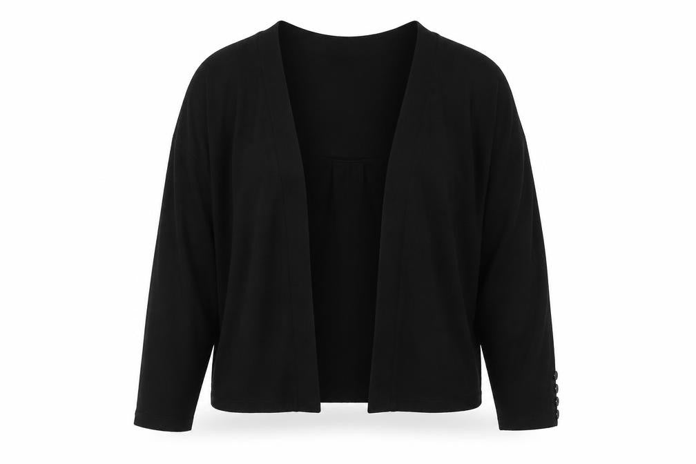 Front view of Wallis Women's Black Cardigan M Viscose Knit Long Sleeve