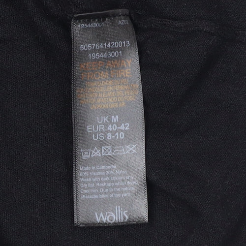 Wallis Women's Black Cardigan M Viscose Knit Long Sleeve