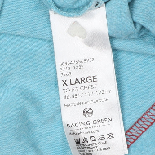 Racing Green Men's Blue XL Cotton Blend T-Shirt