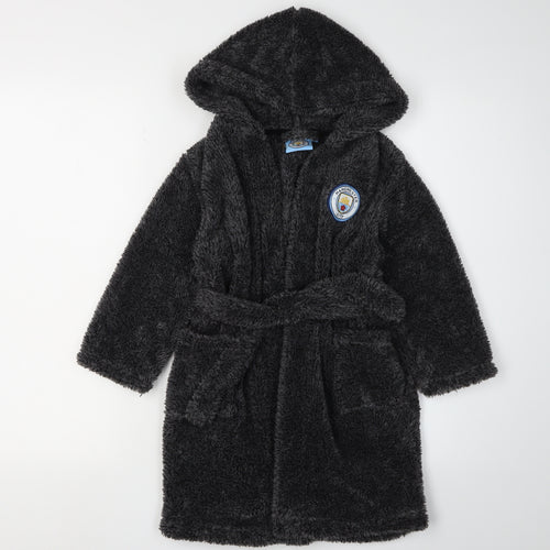Manchester City Boys Black Robe, Hooded 4-5Y Polyester