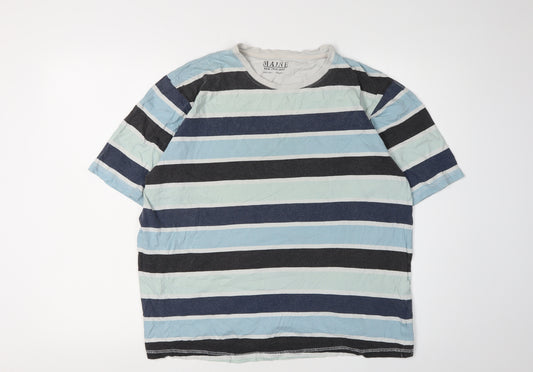 Maine Men's Striped Crew Neck T-Shirt Blue M