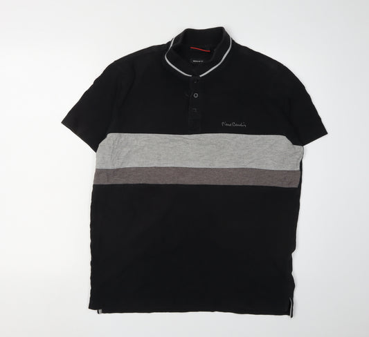 Pierre Cardin Men's Black Colourblock Polo Shirt M