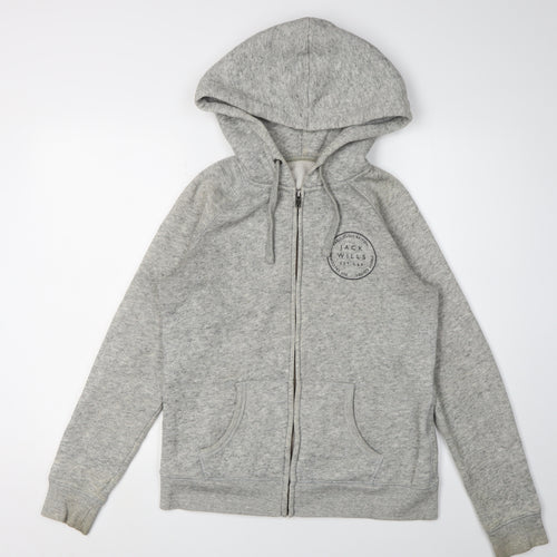 Jack Wills Women's Grey Full Zip Hoodie Size 12