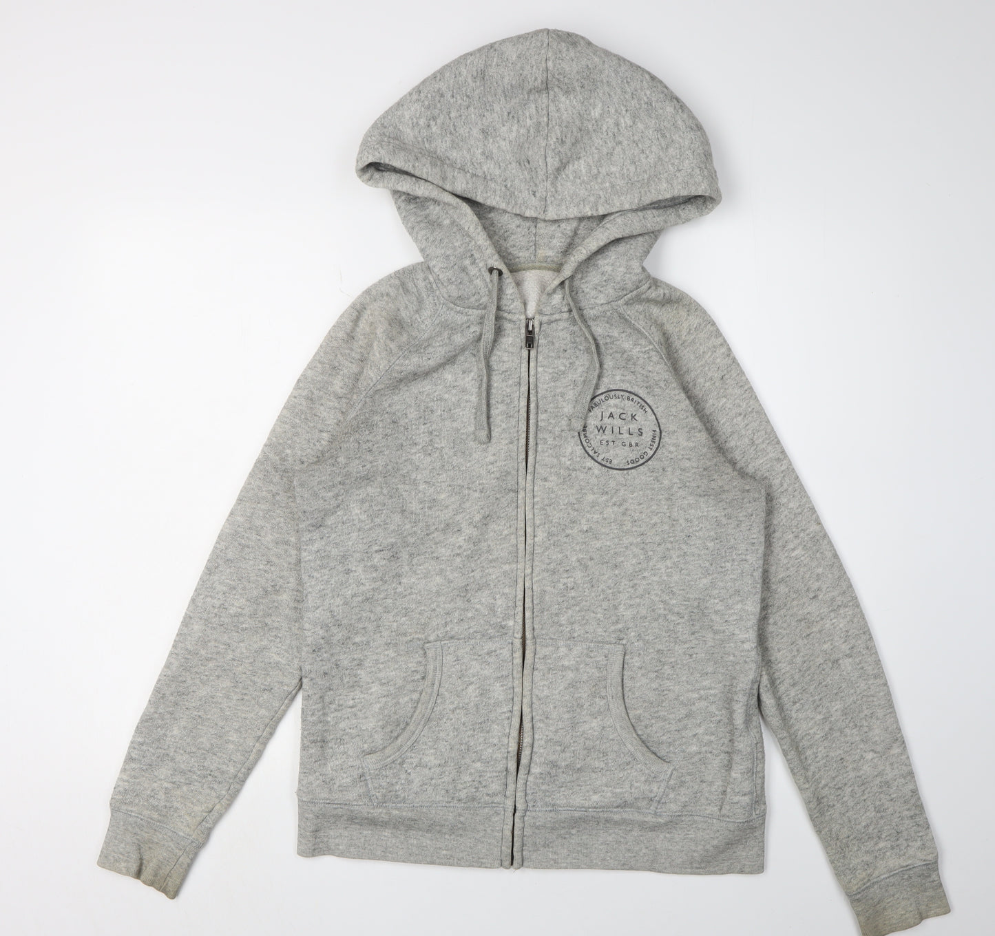 Jack Wills Women's Grey Full Zip Hoodie Size 12