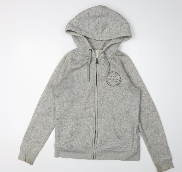 Jack Wills Women's Grey Full Zip Hoodie Size 12
