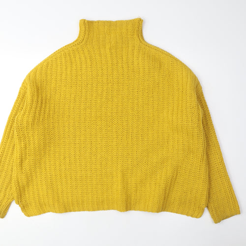 H&M Women Yellow Chunky-Knit Pullover Jumper