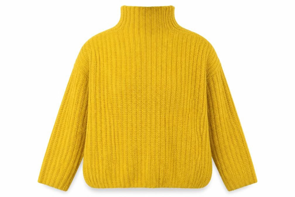 Front view of H&M Women Yellow Chunky-Knit jumper