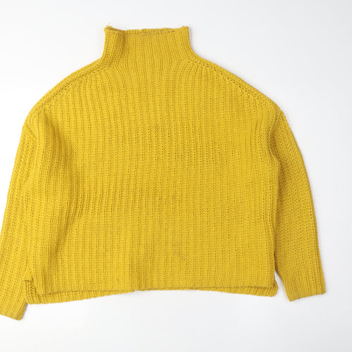 H&M Women Yellow Chunky-Knit Pullover Jumper
