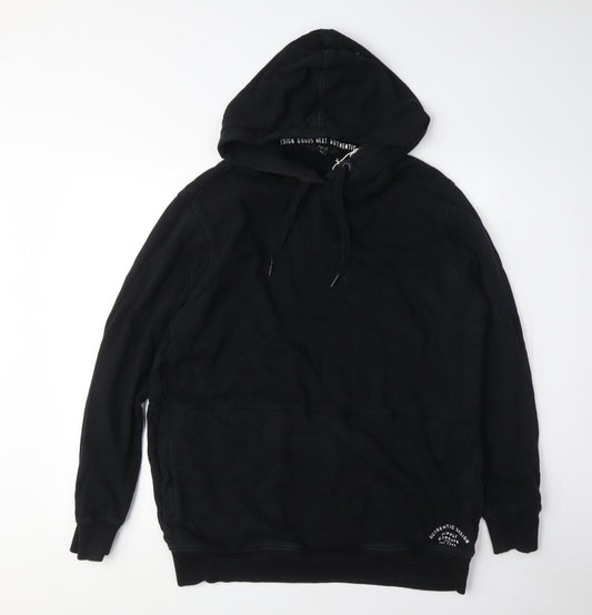 Next Men's Black Pullover Hoodie - L, Fleece, Logo