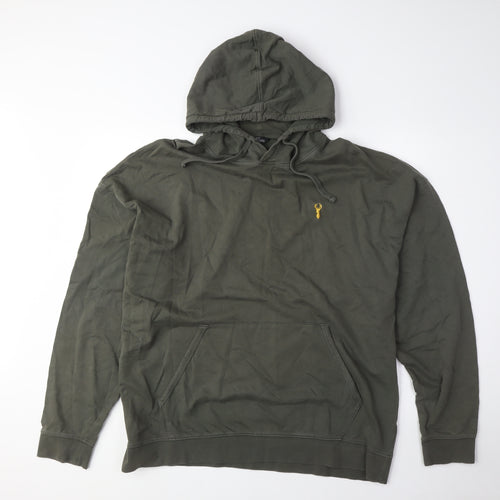 Next Men's Green Hoodie XL Pullover with Logo and Pockets
