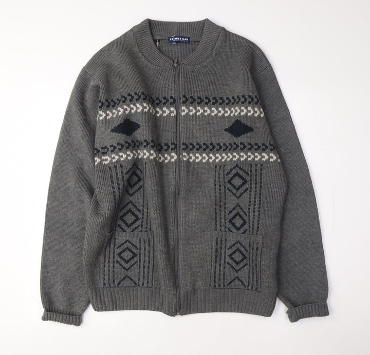 Premier Man Grey Full Zip XL Knit Jumper for Men