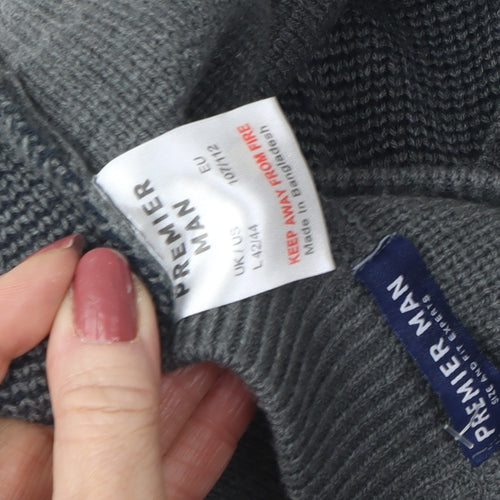 Premier Man Grey Full Zip XL Knit Jumper for Men