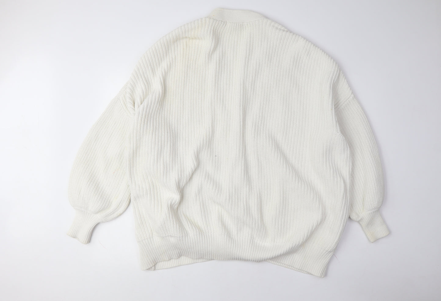 H&M Women's White Cotton Blend Cardigan - L - Casual Knit