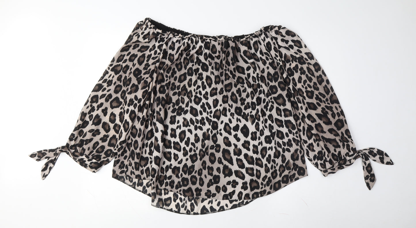 Wallis Women's Off the Shoulder Leopard Blouse Size 18