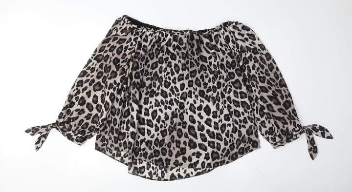 Wallis Women's Off the Shoulder Leopard Blouse Size 18