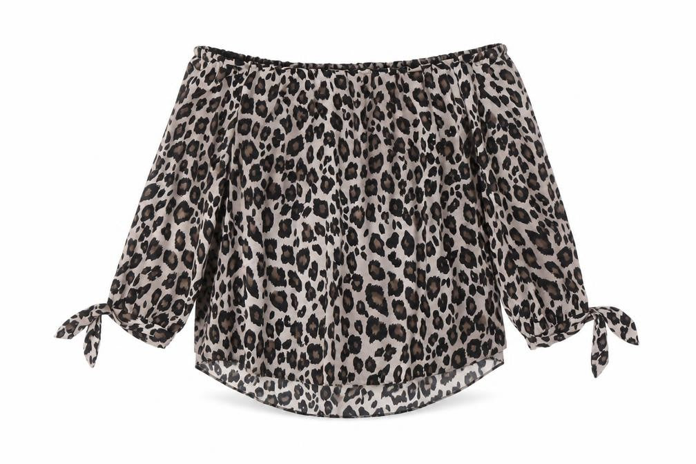 Front view of Wallis Women's Off the Shoulder Leopard Blouse, size 18