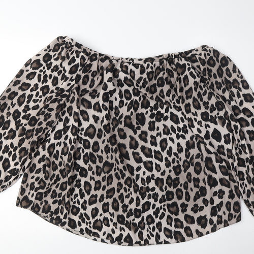 Wallis Women's Off the Shoulder Leopard Blouse Size 18