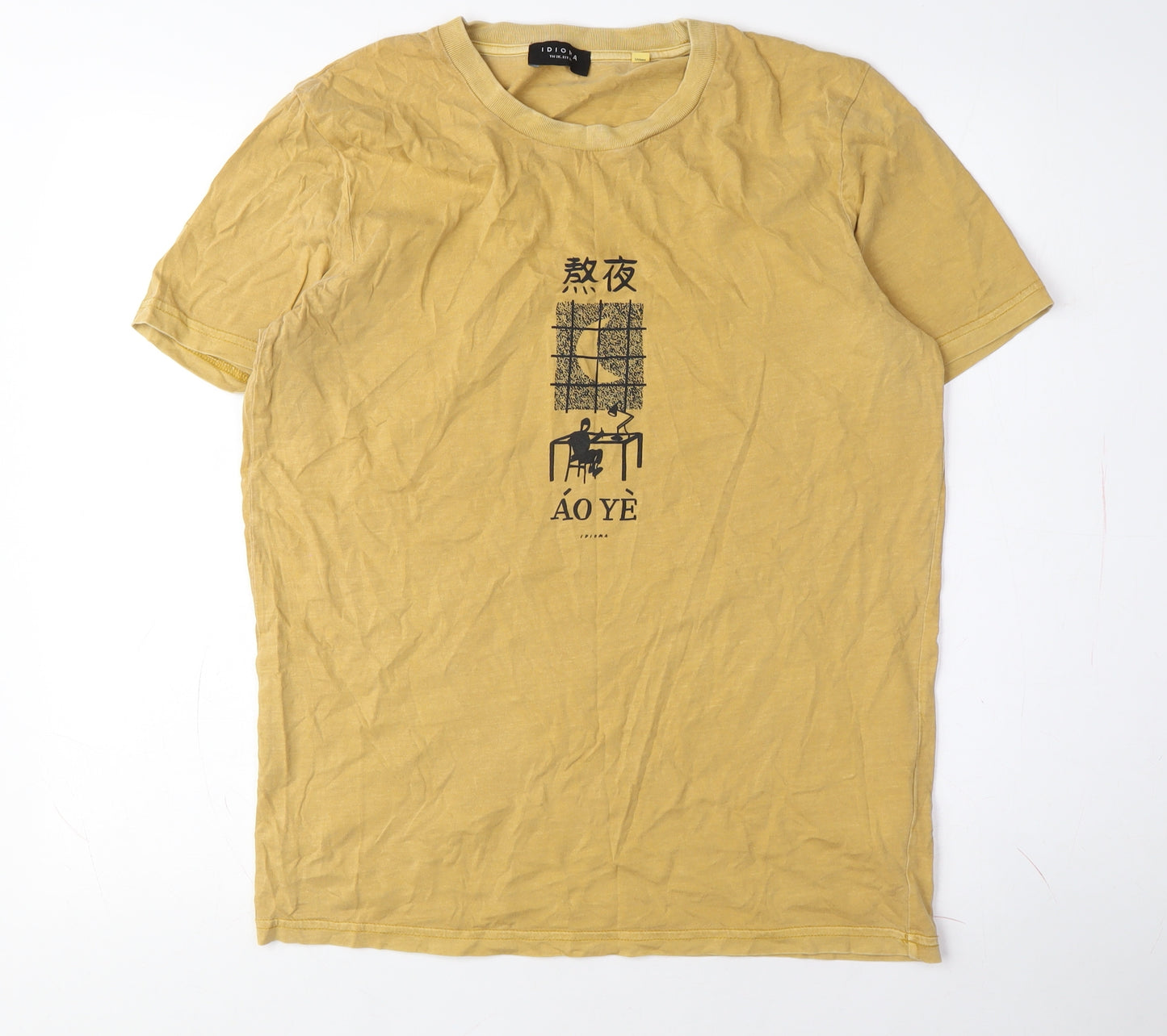 Idioa Men’s Yellow Graphic Print T-Shirt Size S