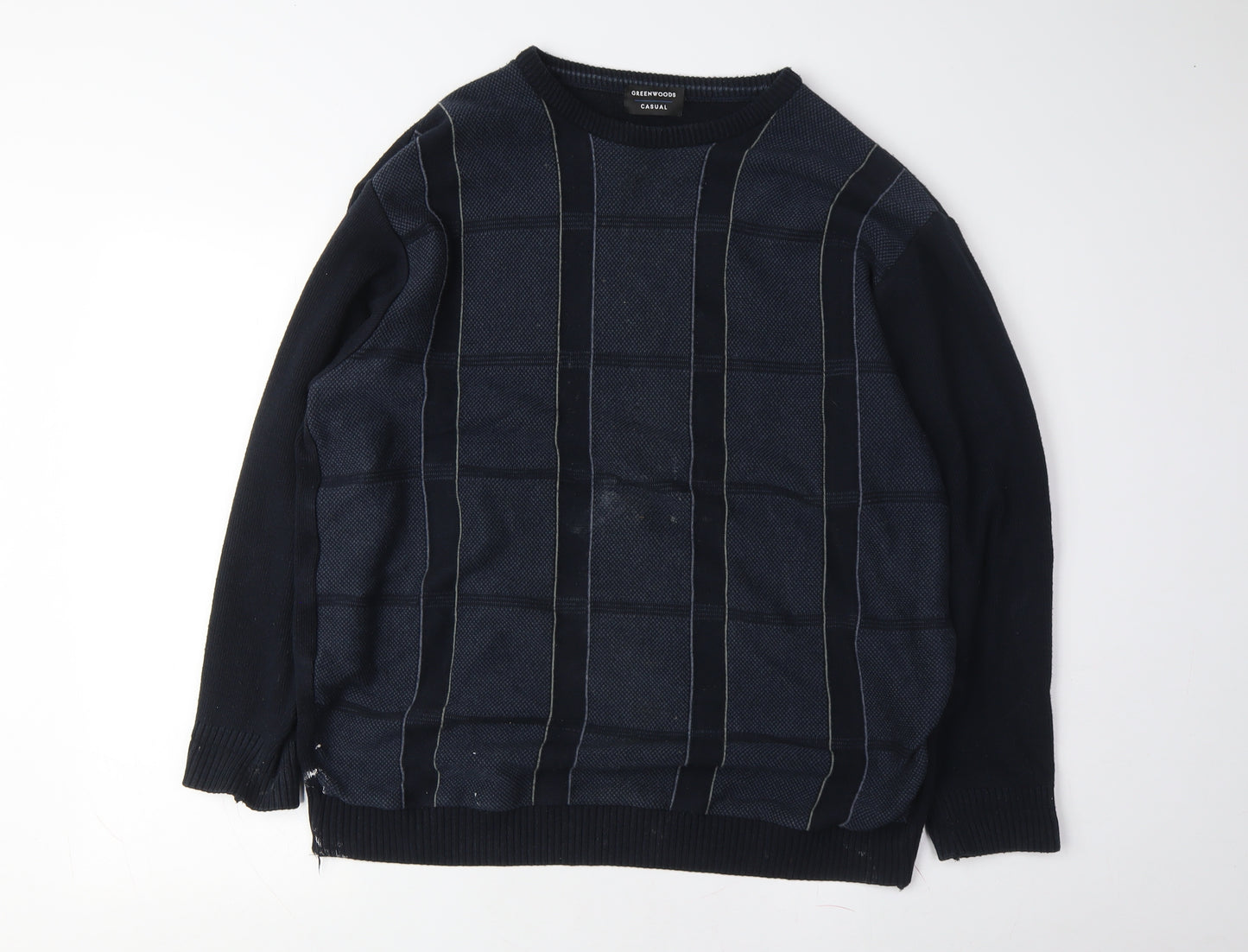 Greenwoods Casual Men's Black Checked Pullover XL