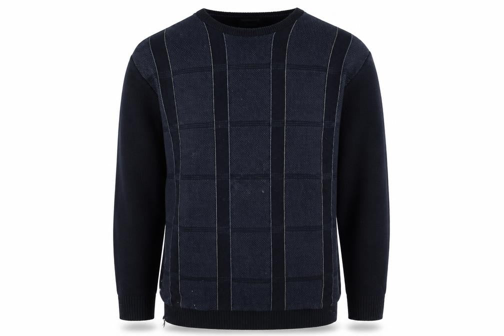 Front view of Greenwoods Casual Men's Black Checked Pullover XL