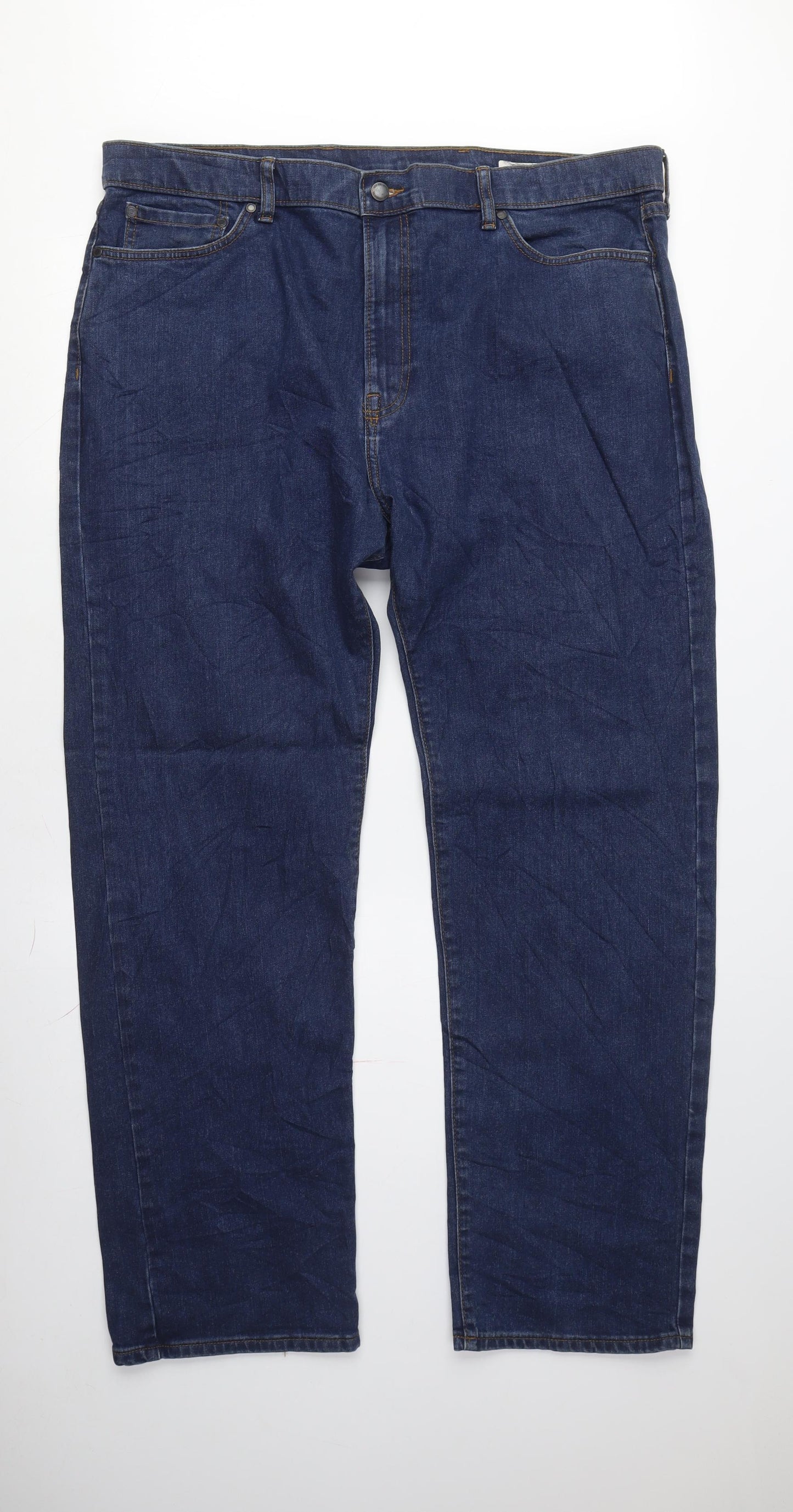 Marks and Spencer Men's Blue Straight Leg Jeans L