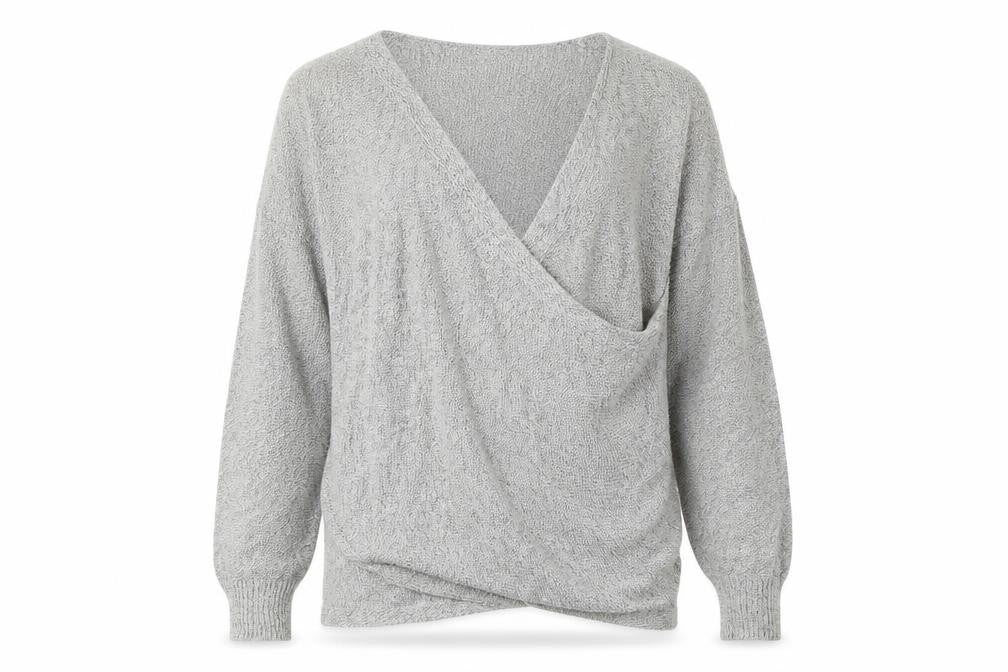 Front view of Kimchi Blue Women's Grey V-Neck jumper M