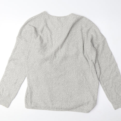 Kimchi Blue Women's Grey V-Neck Pullover Jumper M