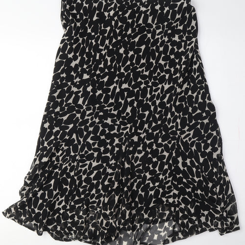 Marks and Spencer Women's Black Animal Print A-Line Skirt