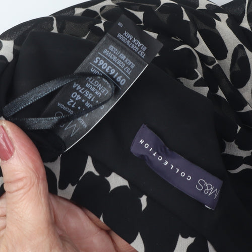 Marks and Spencer Women's Black Animal Print A-Line Skirt