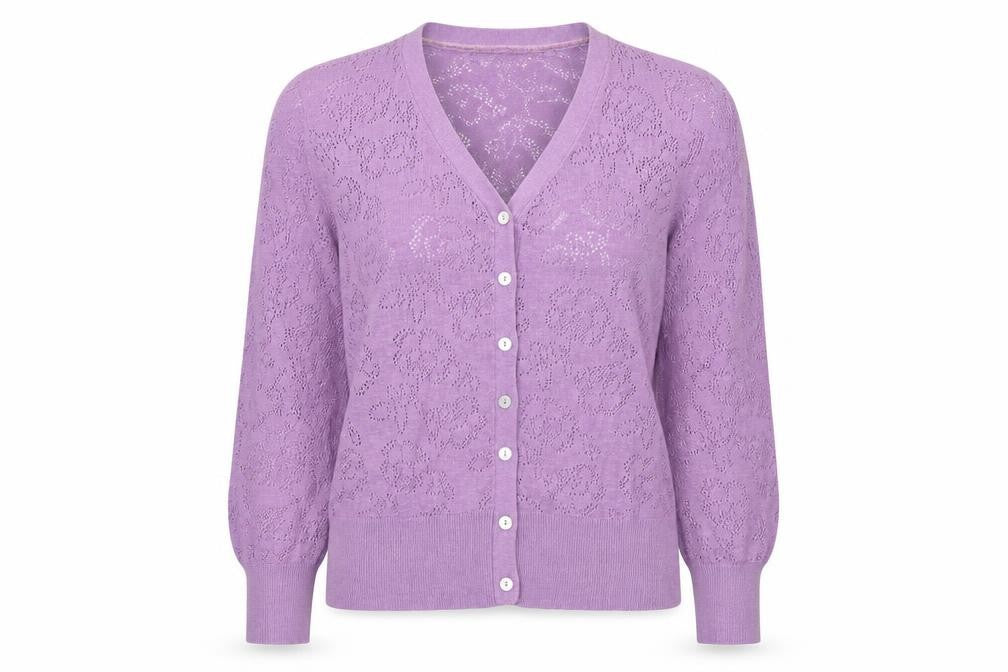 Front view of Corona Rocca Women's Purple Cardigan M