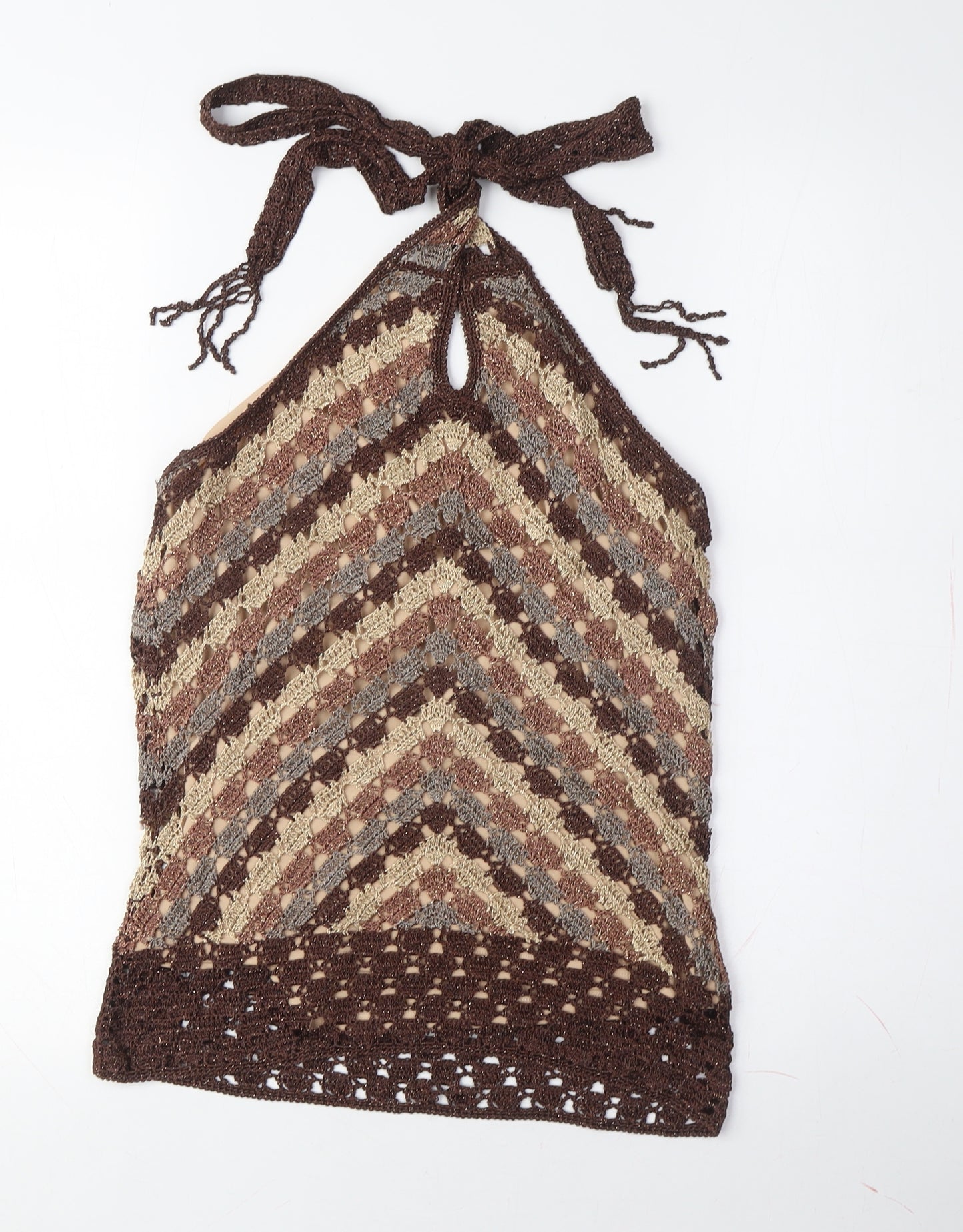 Next Women's Brown Crochet Camisole Halter Tank - Size 14